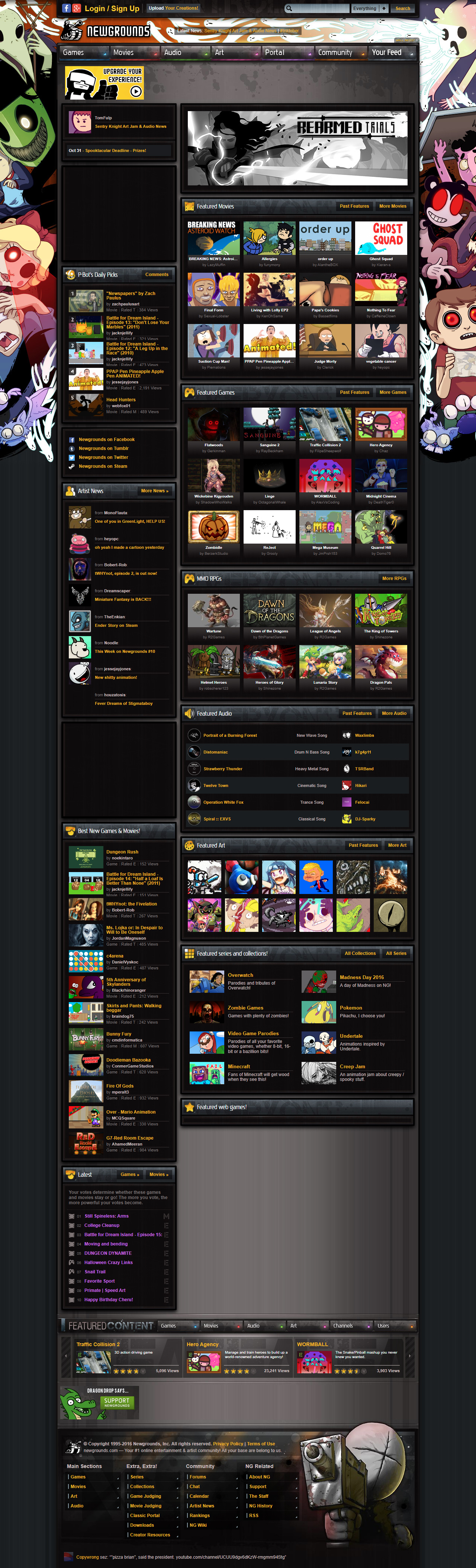 Newgrounds website in 2016
