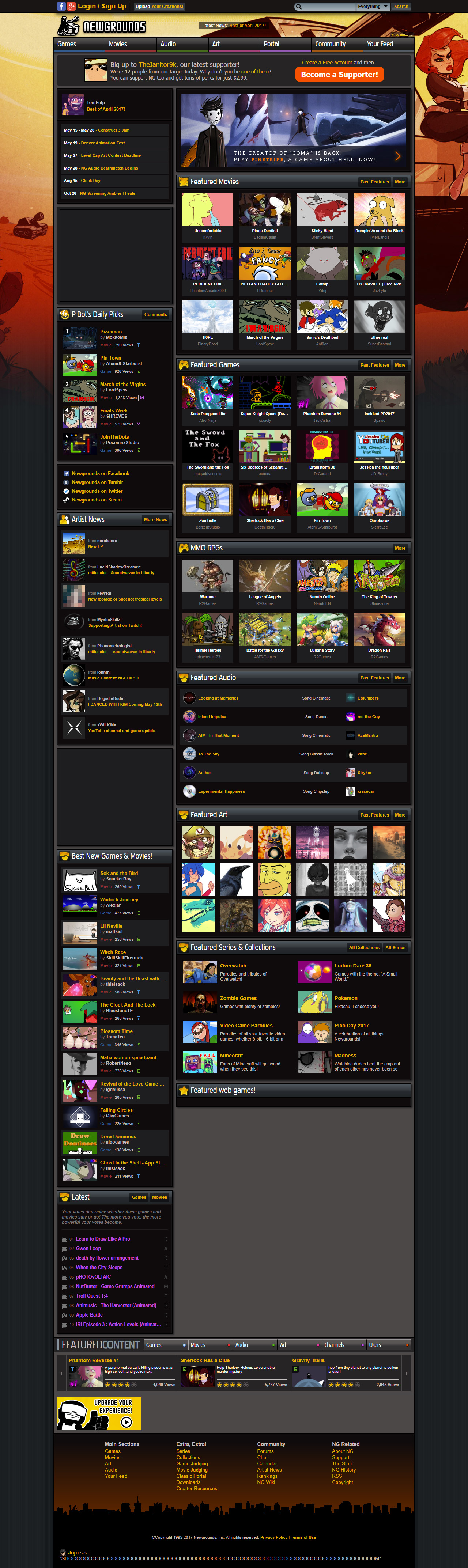 Newgrounds website in 2017