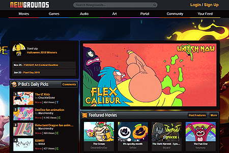 Newgrounds website in 2018