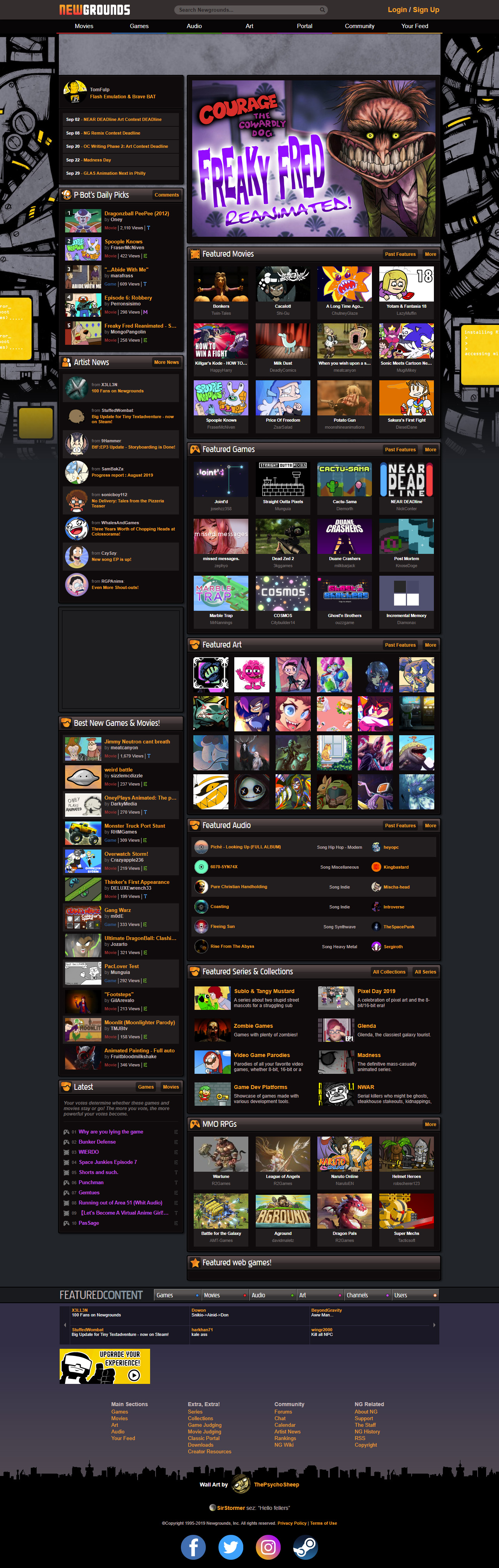 Newgrounds website in 2019