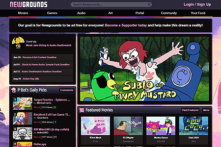 Newgrounds website in 2020