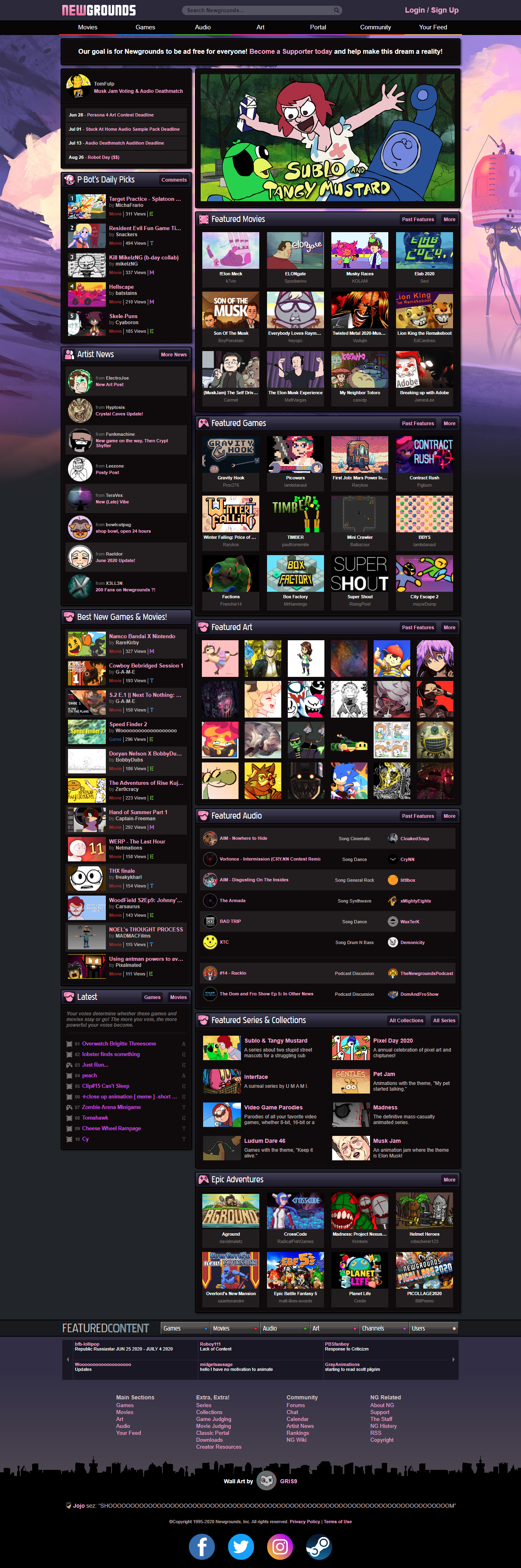 Newgrounds website in 2020