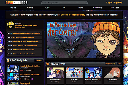 Newgrounds website in 2021