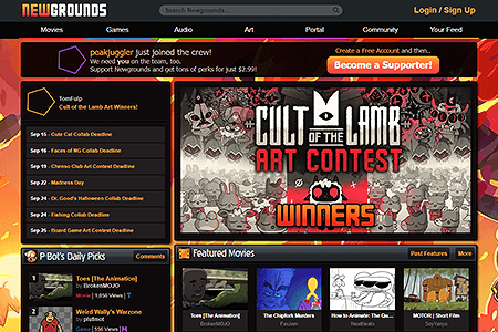 Newgrounds website in 2022