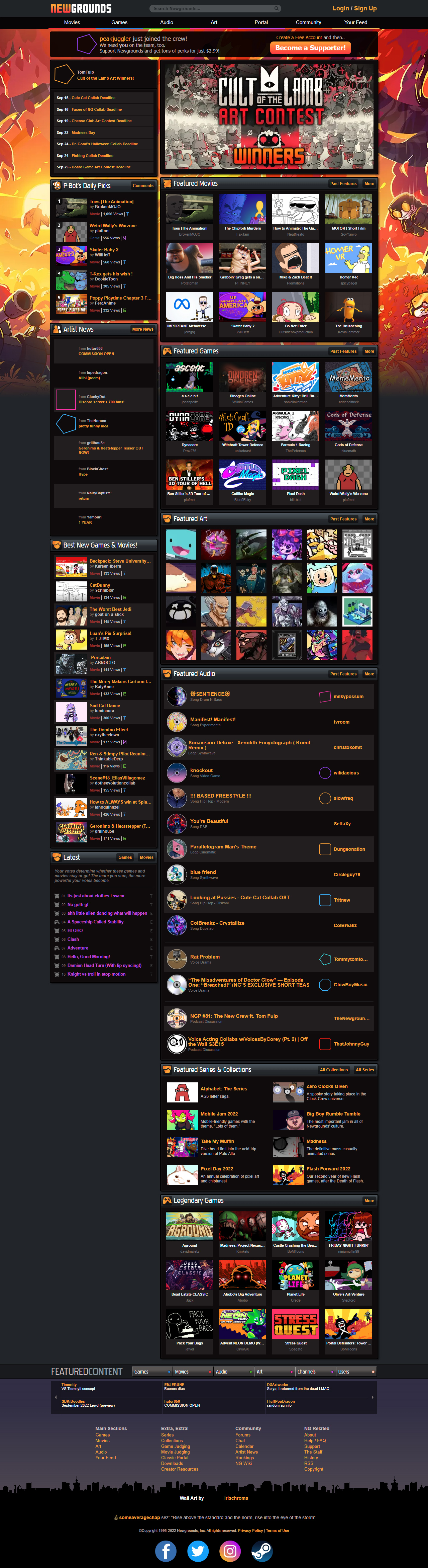 Newgrounds website in 2022