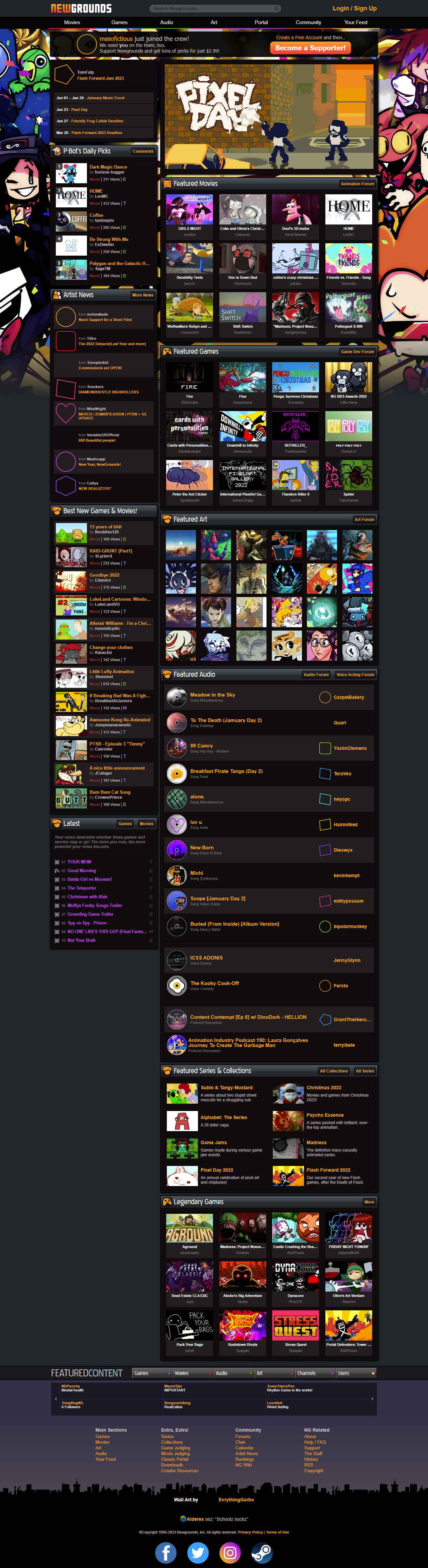 Newgrounds website in 2023