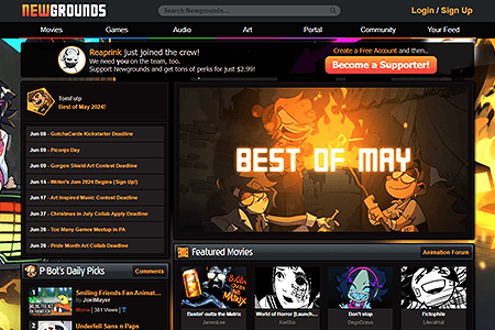 Newgrounds website in 2024