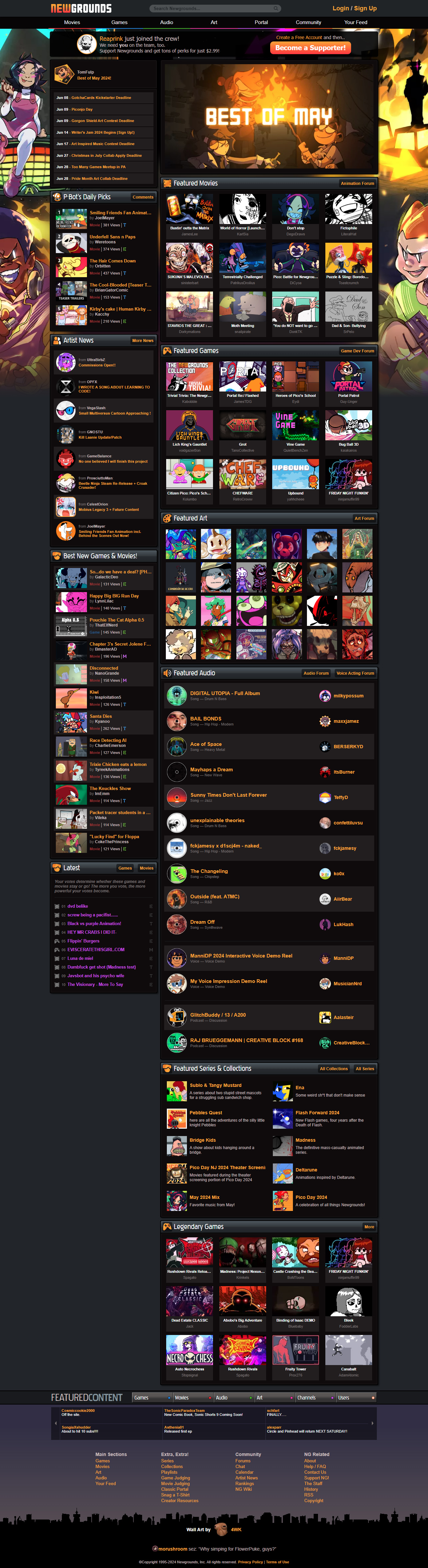 Newgrounds website in 2024
