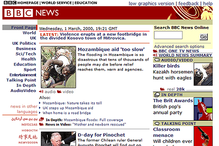 BBC News website in 2000