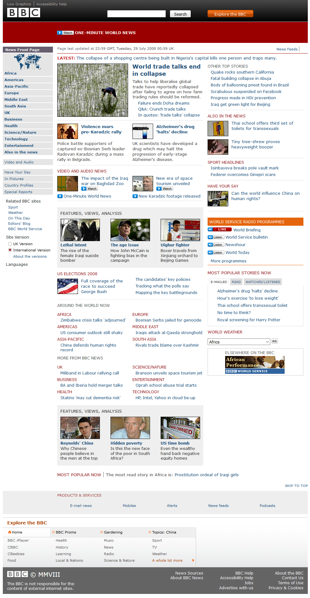 BBC News website in 2008