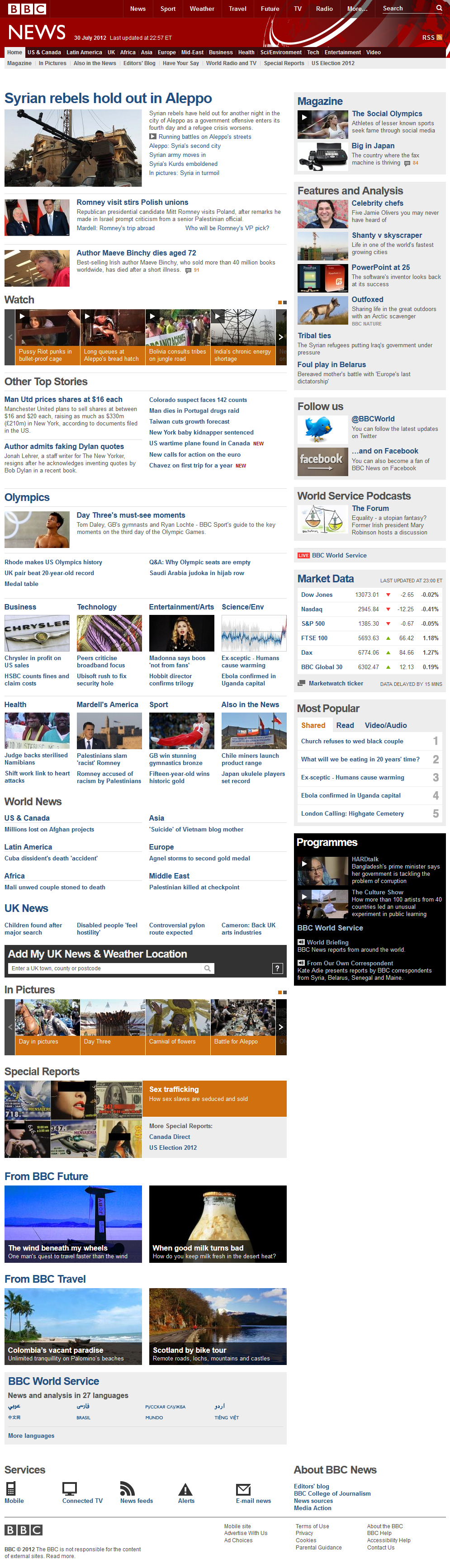 BBC News website in 2012