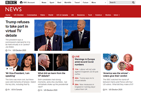 BBC News website in 2020