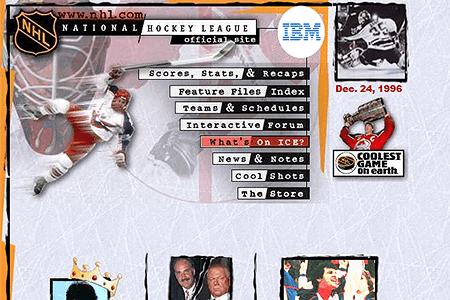 NHL website in 1996