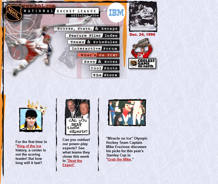 NHL website in 1996