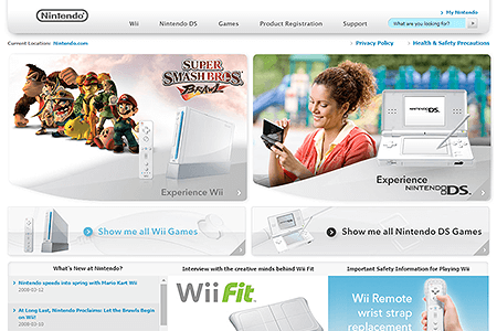 Nintendo website in 2008