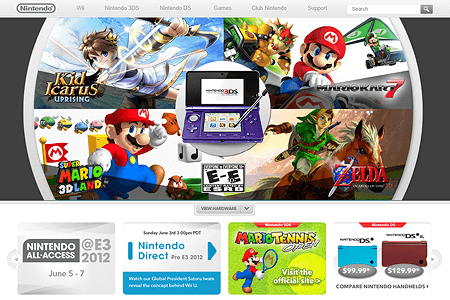 Nintendo website in 2012