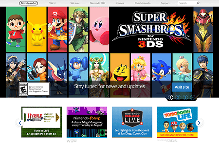 Nintendo website in 2014