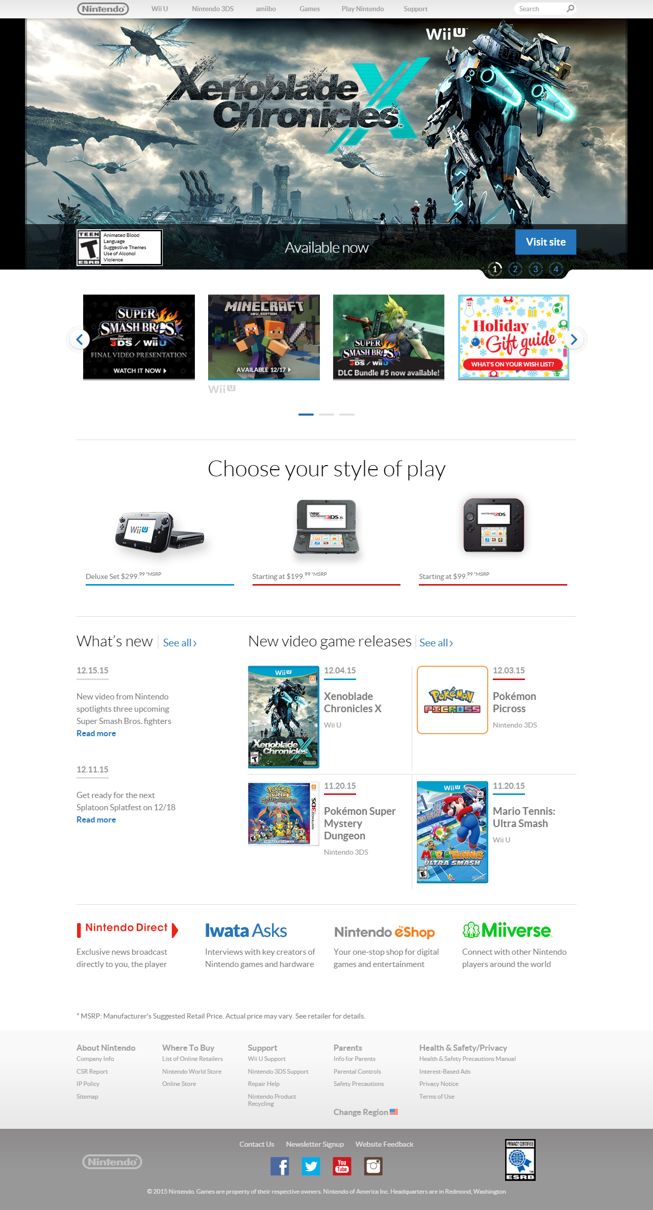 Nintendo website in 2015