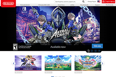 Nintendo website in 2019