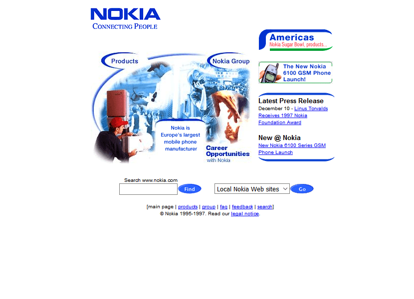 Nokia website in 1997
