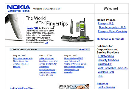 Nokia website in 2000