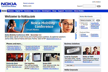 Nokia website in 2004