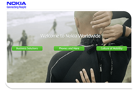 Nokia website in 2005