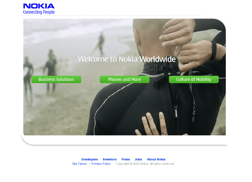 Nokia website in 2005