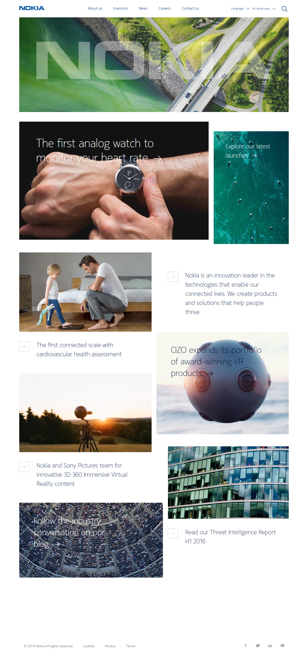 Nokia website in 2016