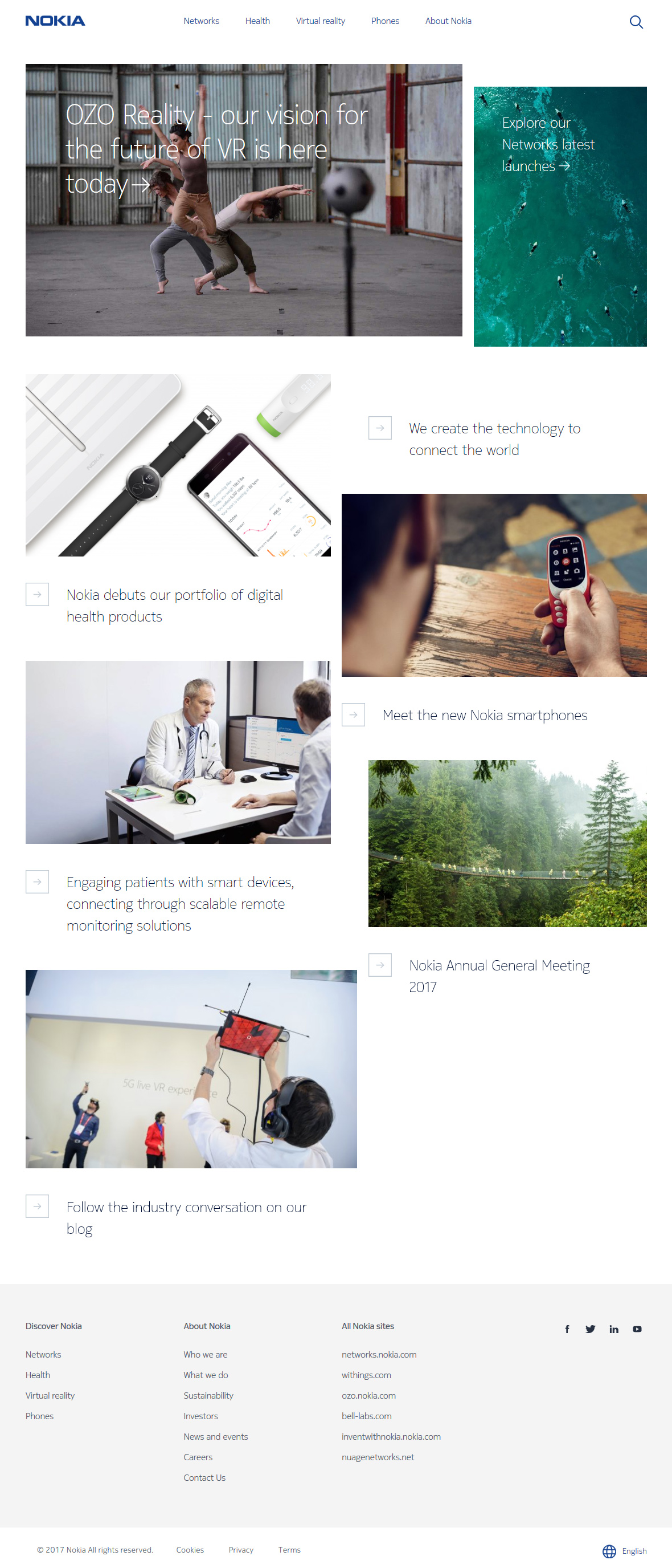 Nokia website in 2017