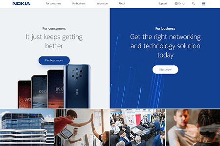 Nokia website in 2019