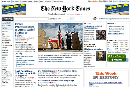 The New York Times website in 2006