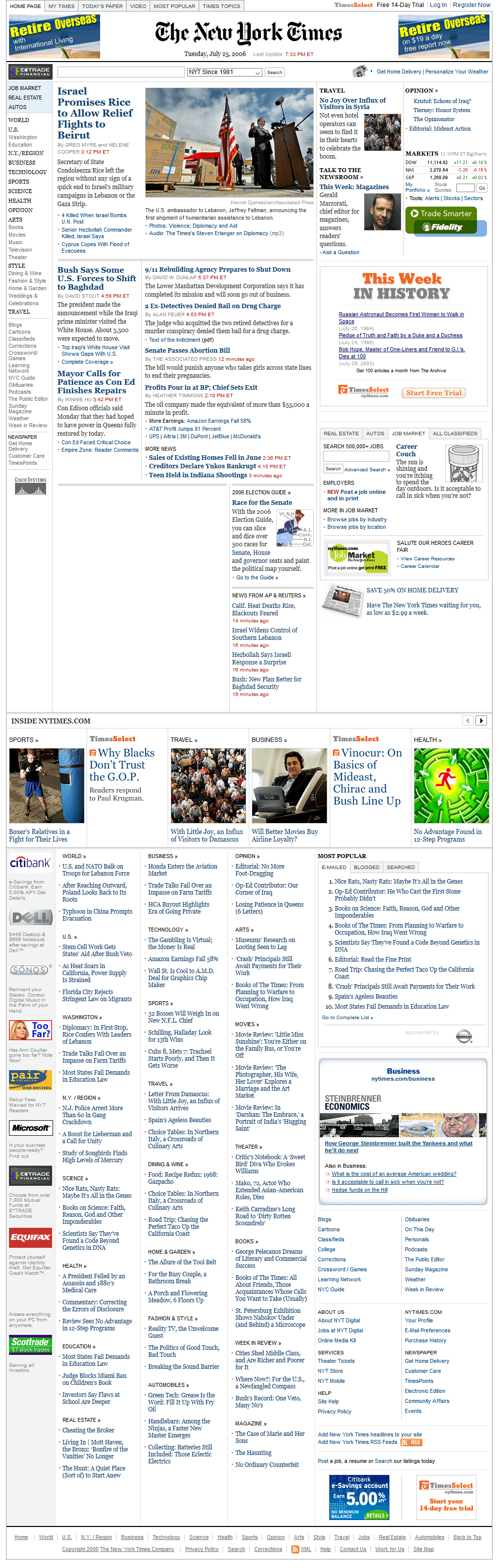 The New York Times website in 2006