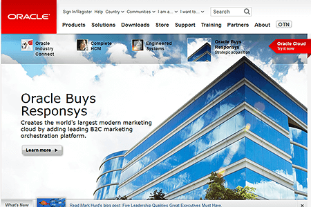 Oracle website in 2013