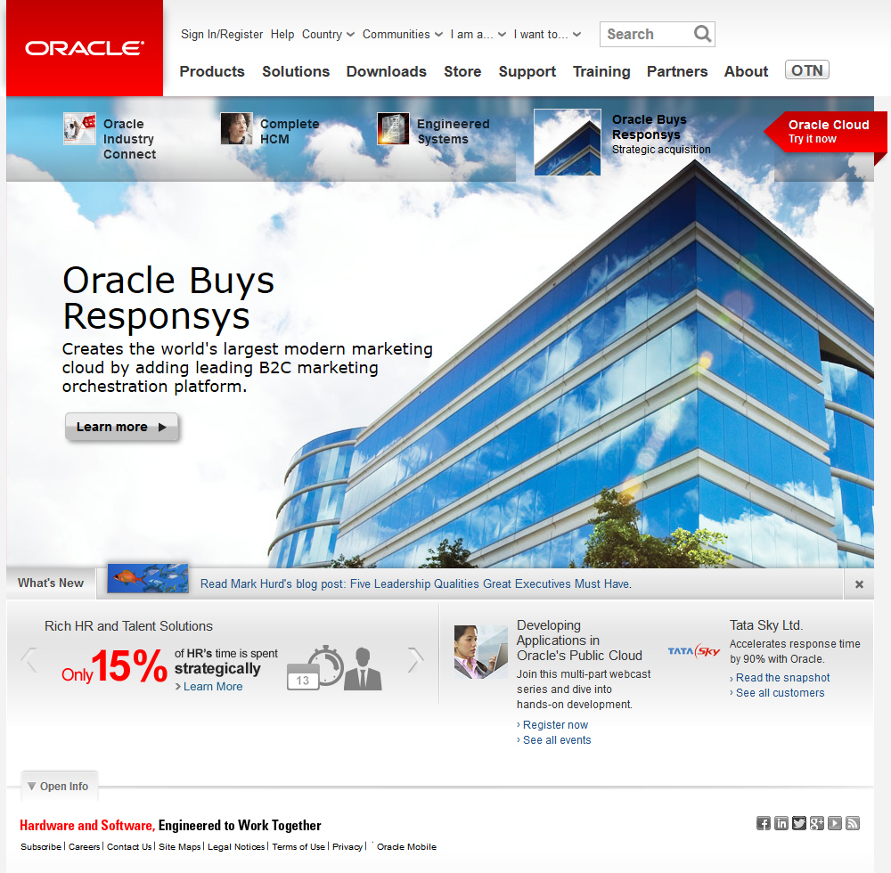 Oracle website in 2013