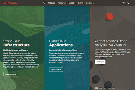 Oracle website in 2021