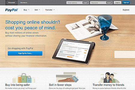 PayPal website in 2012