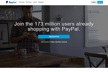 PayPal website in 2015