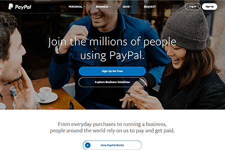 PayPal website in 2016