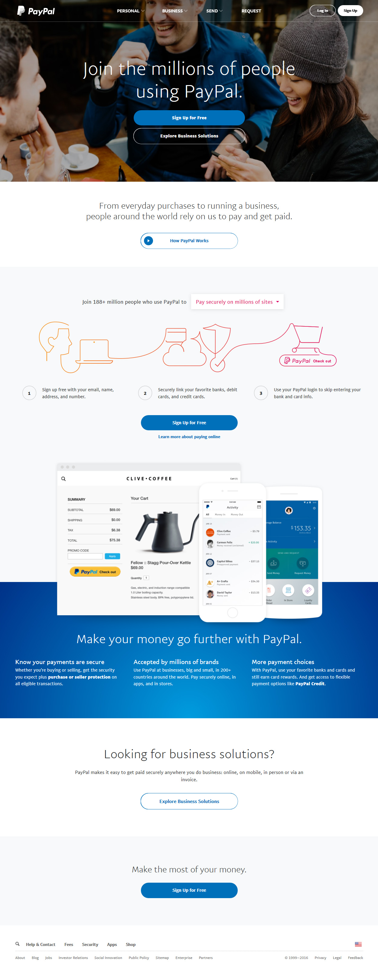 PayPal website in 2016