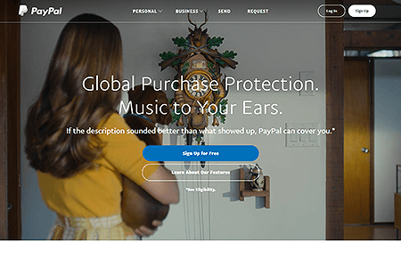 PayPal website in 2017
