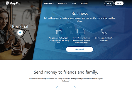 PayPal website in 2018