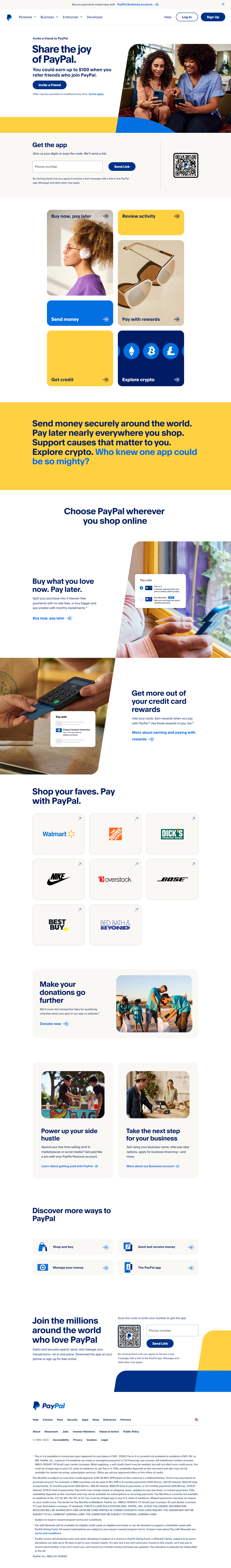 PayPal website in 2023