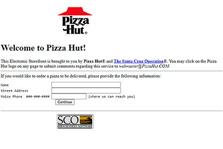 Pizza Hut website in 1995
