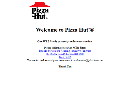 Pizza Hut website in 1997