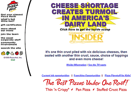 Pizza Hut website in 2000