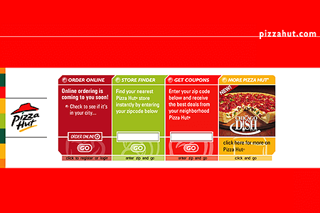 Pizza Hut website in 2002