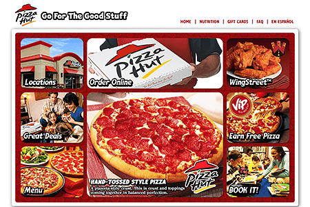 Pizza Hut website in 2006
