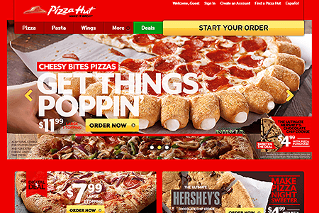 Pizza Hut website in 2014