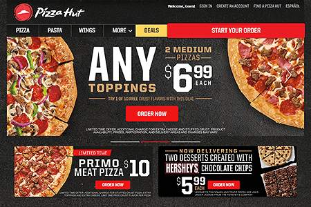 Pizza Hut website in 2015